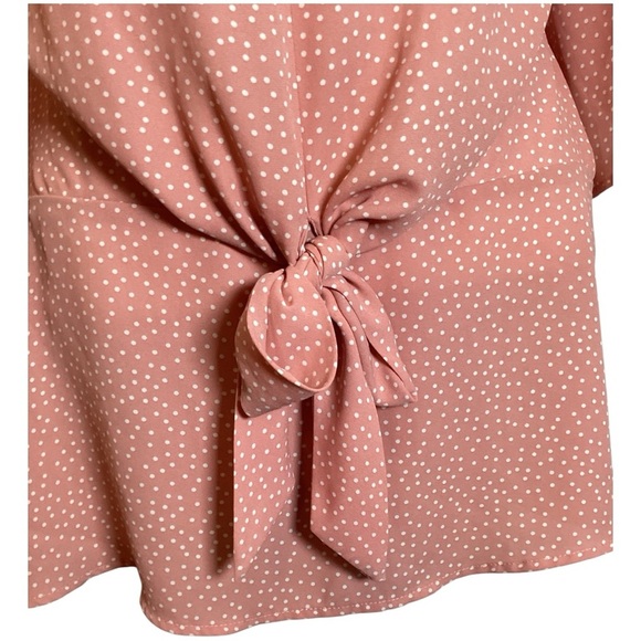 Elegant Pink Tie-Front Blouse, Size 3X - Picture 4 of 11